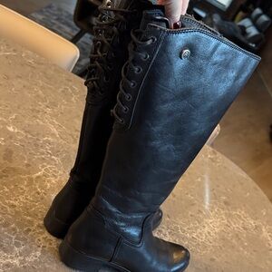 Bussola Black Lace-Up Knee-High Boots